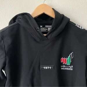Emirates Men’s Medium 100% Organic Cotton Full Zip Hoodie Sweatshirt Black